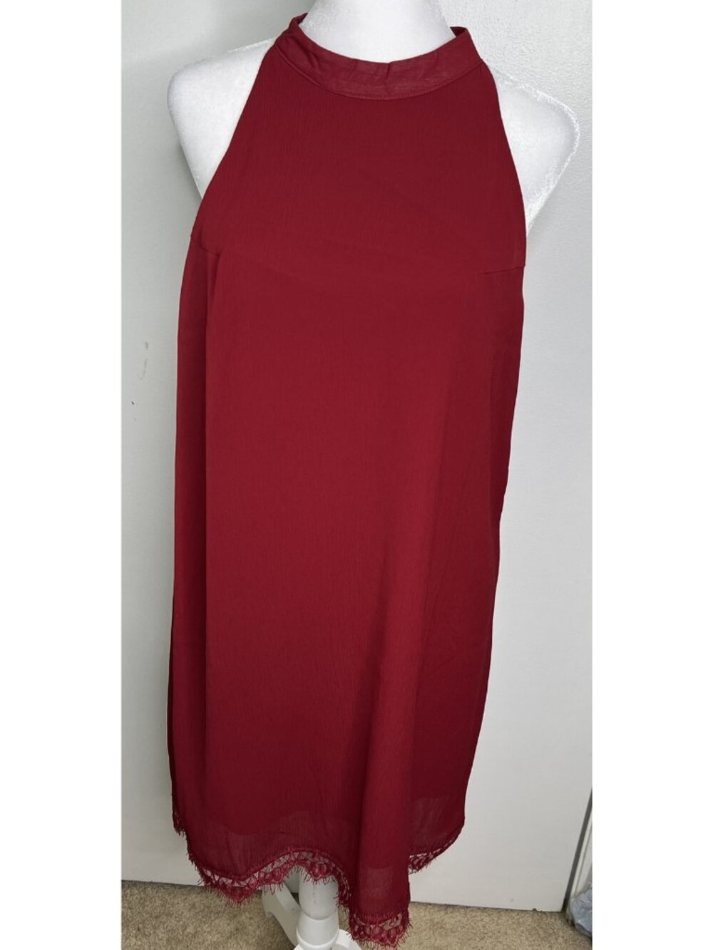 Fantaist Small Burgundy Red Knee Length Fringe Sleeveless Wedding Guest NWT New